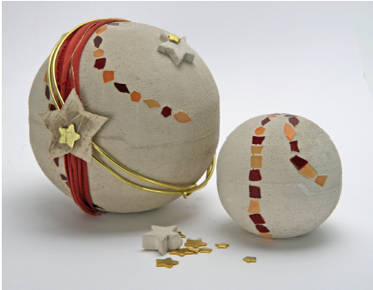 Cement ball with mosaic stones #2990