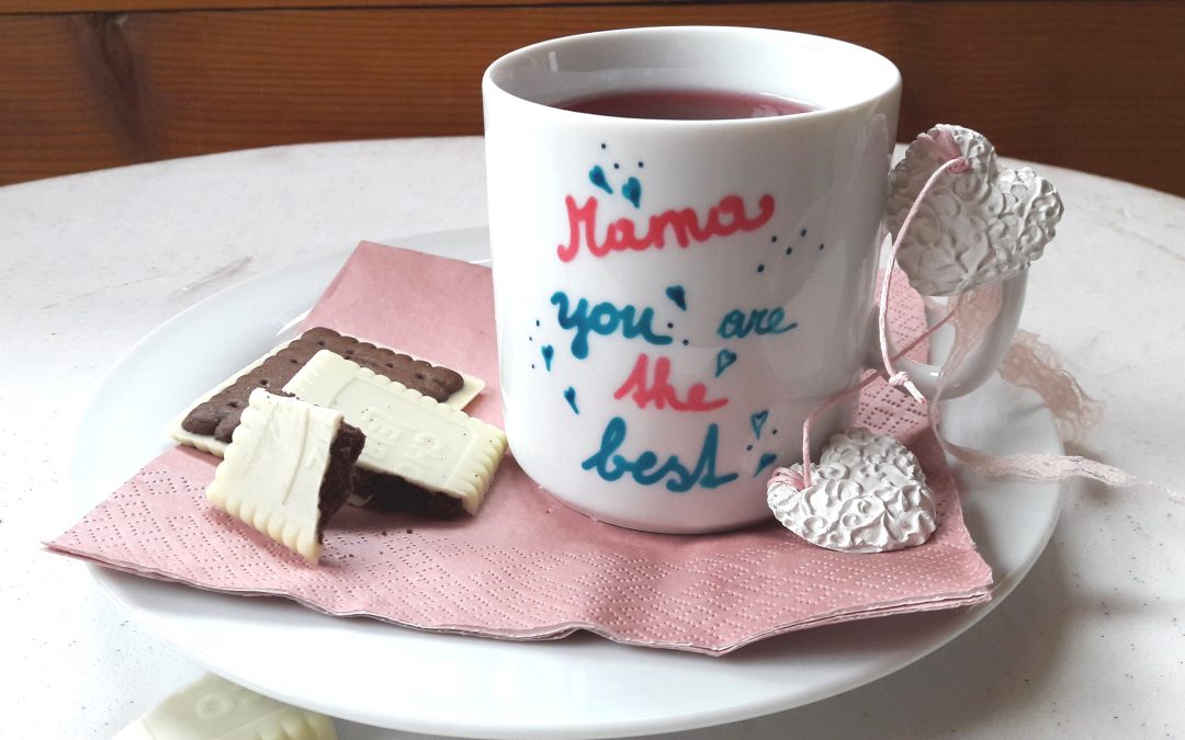 Muttertagsgeschenk Teetasse mit Herzanhänger #2911