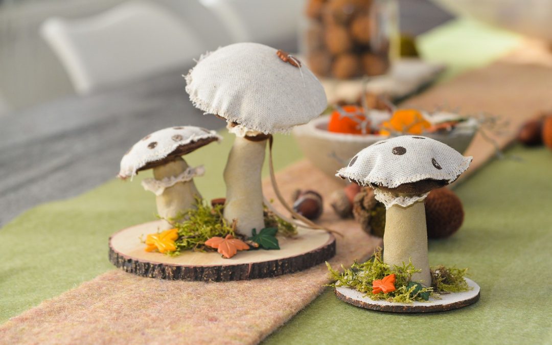 Pilze aus Knetbeton und Stoff #3192