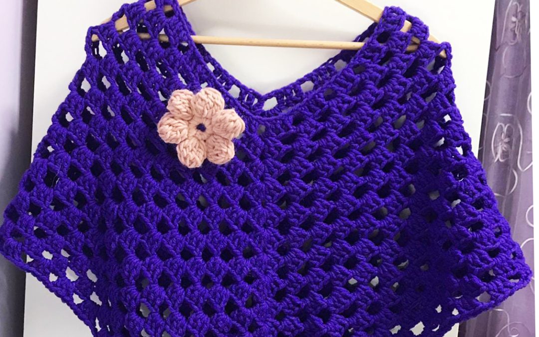 Poncho con lavorazione Granny #3383