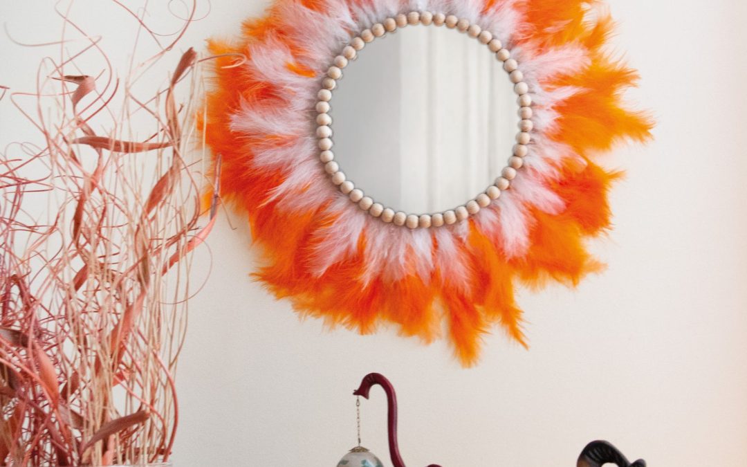 Specchio con piume #3402