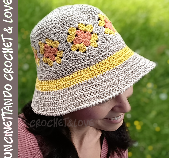 Cappello da Pescatore all’Uncinetto con Granny Square Crochet #3425